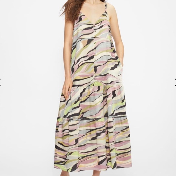 NWT Ted Baker Warrenn Printed Button Through Cami Dress Midi Size 4 Dusky Pink - Picture 4 of 13